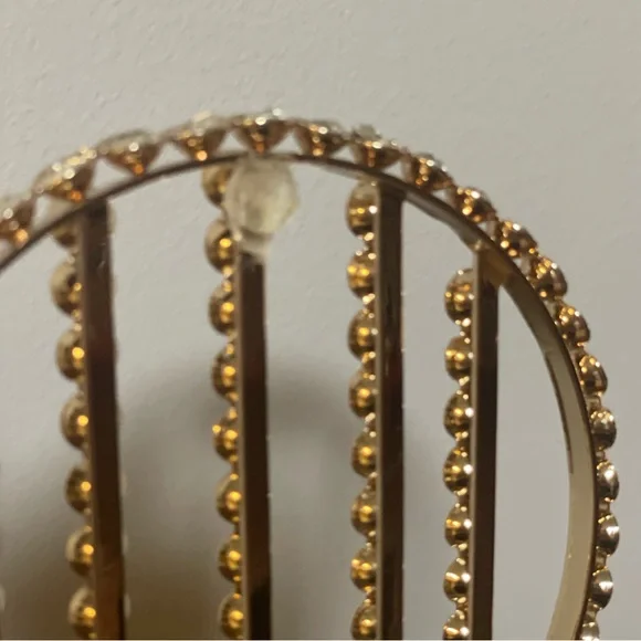 Metallic Cage Evening Bag with Pearls & Rhinestones Bucket Clutch Purse - Picture 13 of 14